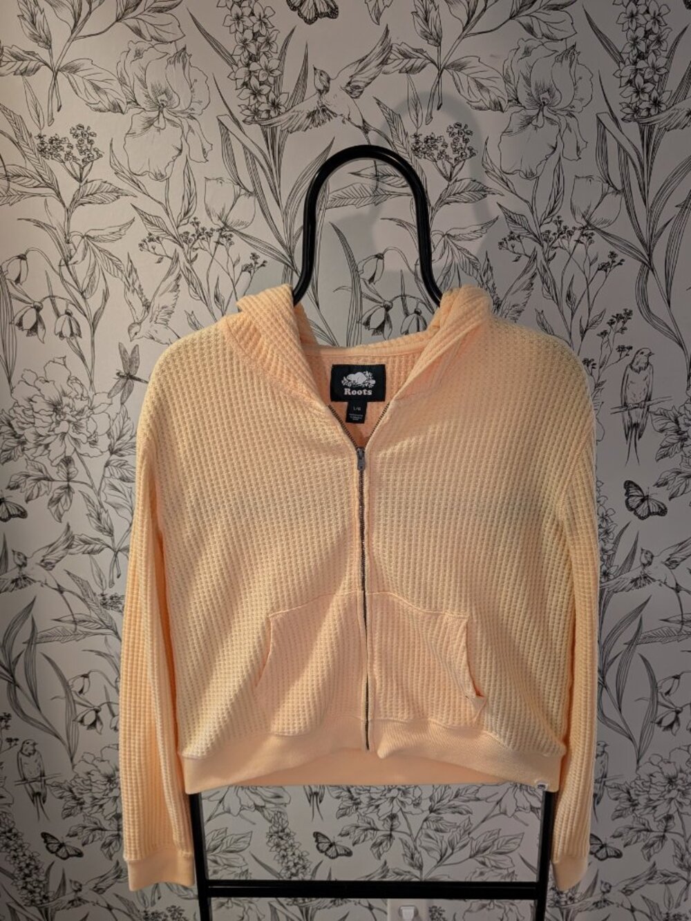 Roots Organic Cotton Waffle Half-Zip Hoodie | Size Large